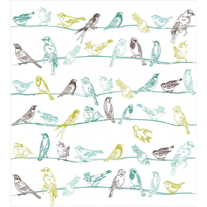 Birds Sitting on Wires Duvet Cover Set