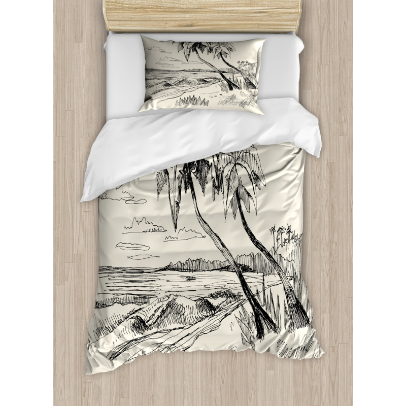 Tropical Beach Sketch Duvet Cover Set