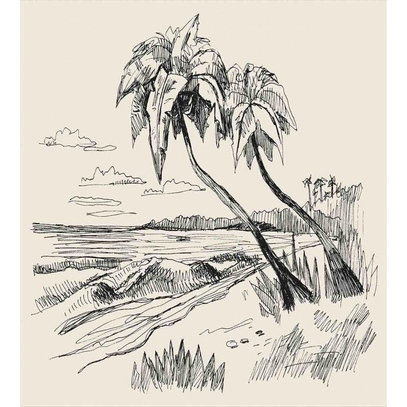 Tropical Beach Sketch Duvet Cover Set