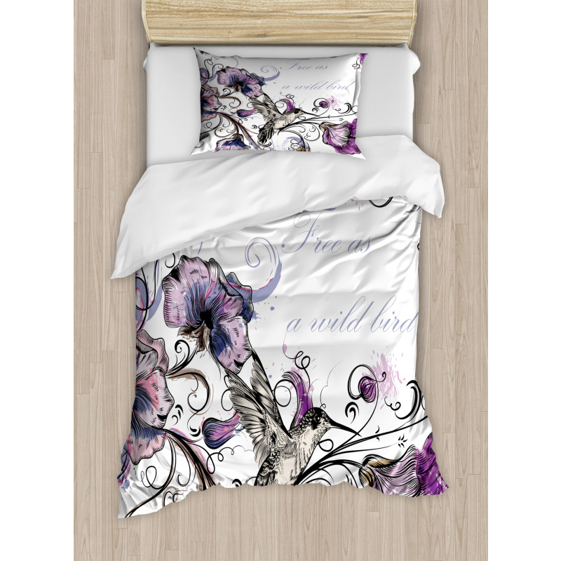 Ornate Flowers Leaves Duvet Cover Set