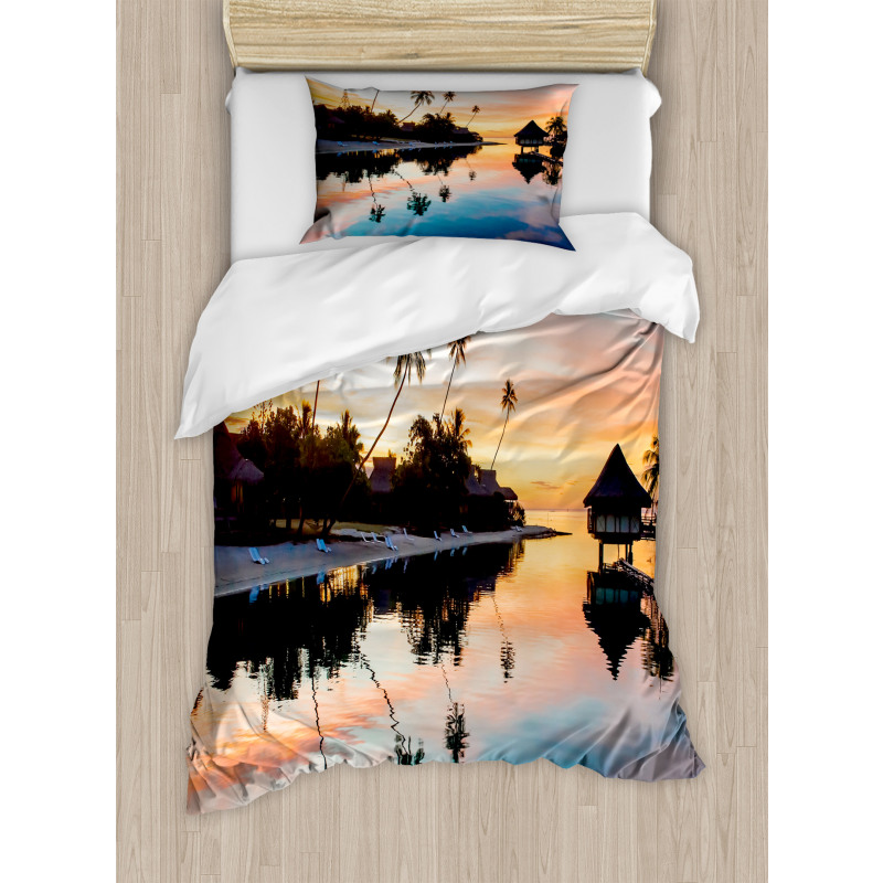 Sunset Moorea Island Duvet Cover Set