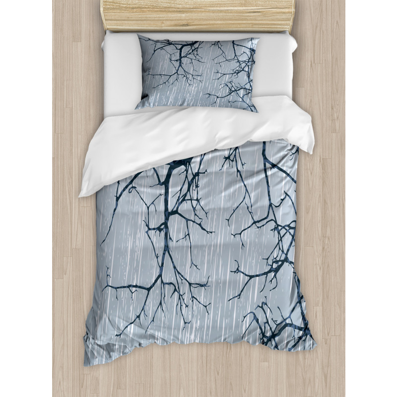 Rainy Day Winter Branches Duvet Cover Set