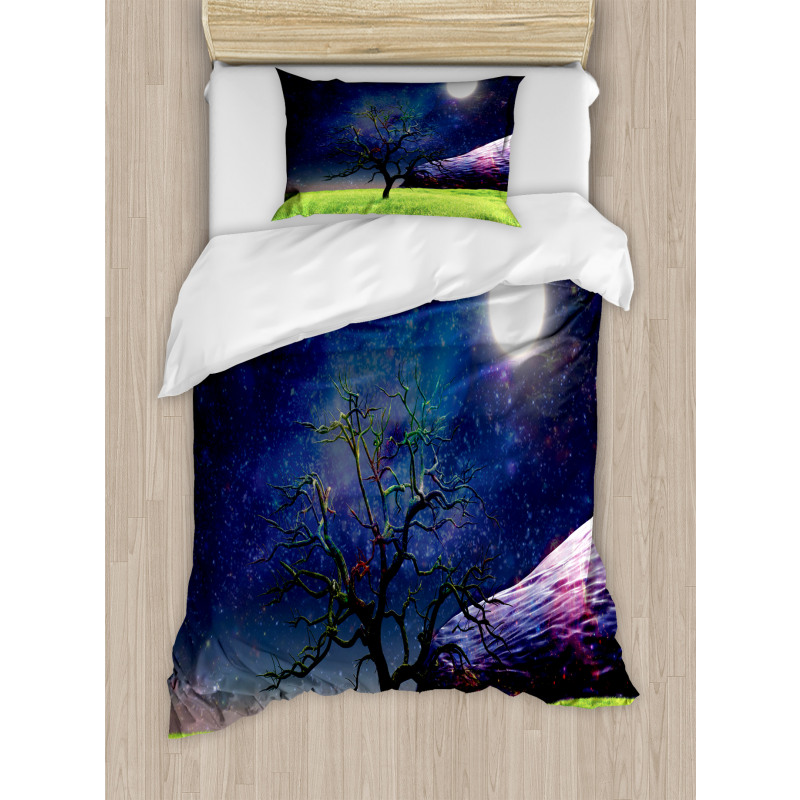 Full Moon Galaxy Grass Duvet Cover Set