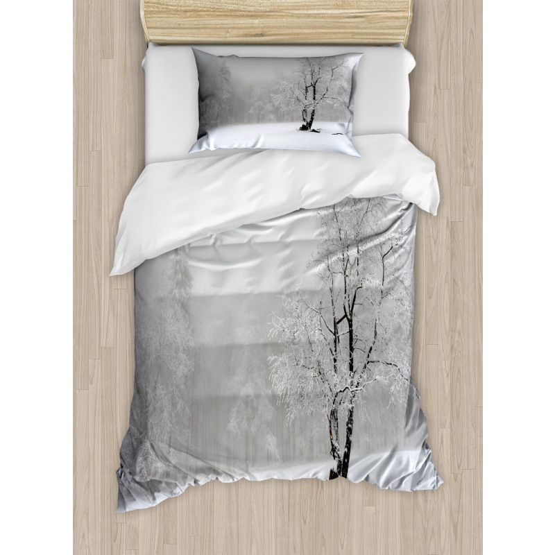 Winter Snowy Forest Cold Duvet Cover Set