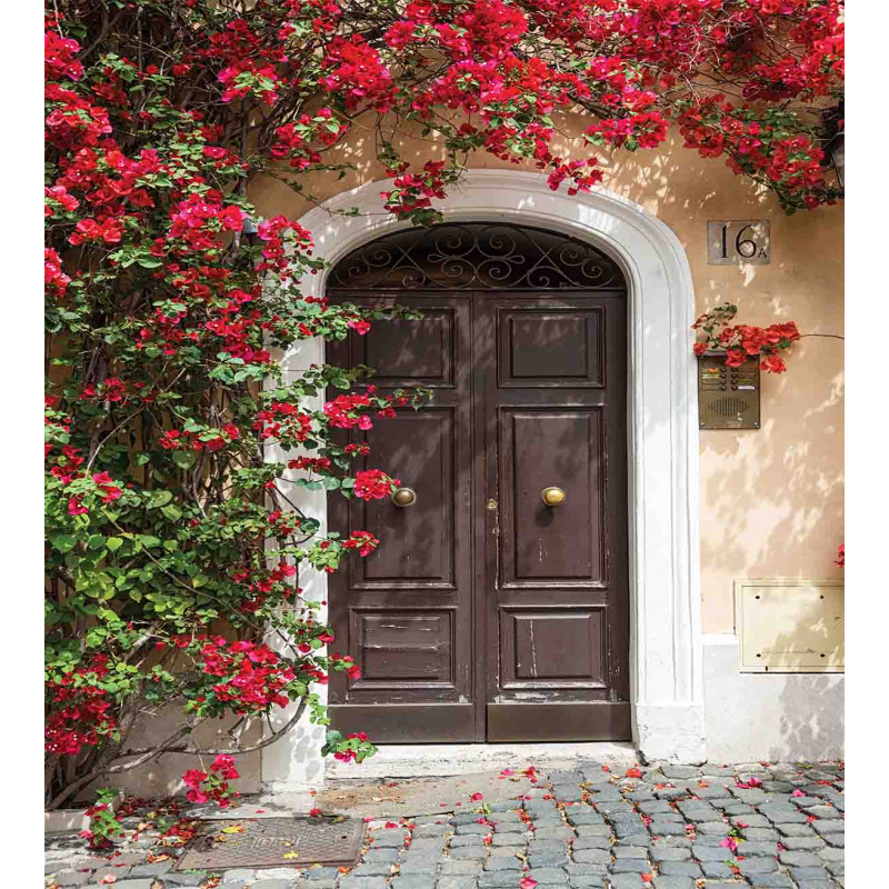 Old Door with Flowers Duvet Cover Set