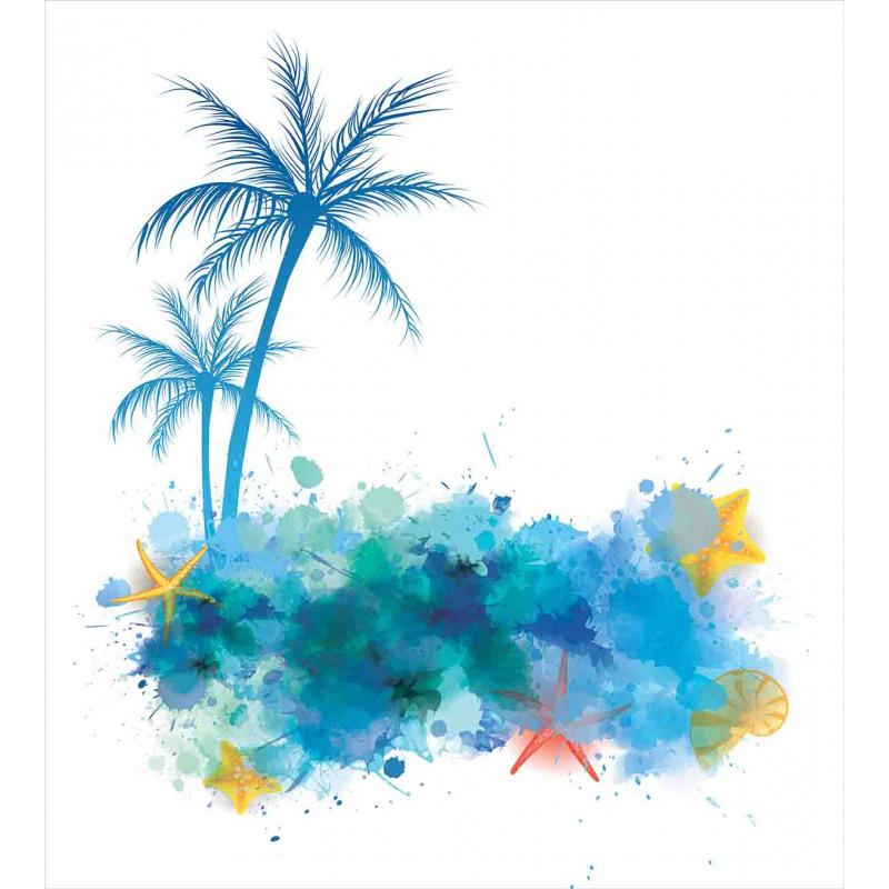 Seashells Blue Palm Art Duvet Cover Set