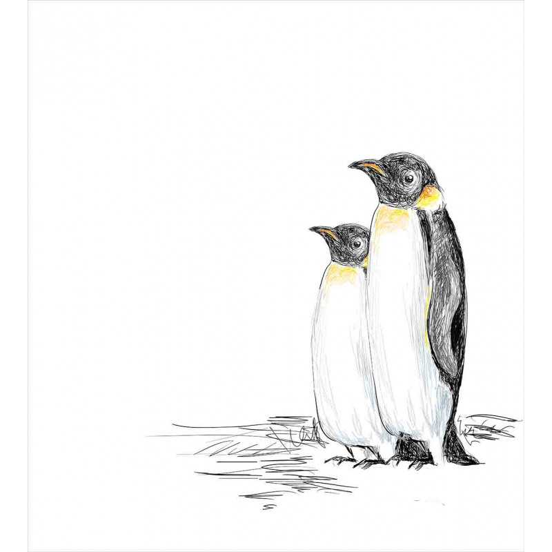 Hand Drawn Penguins Art Duvet Cover Set