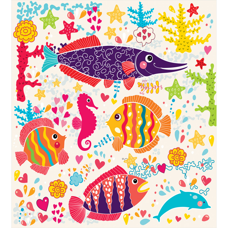 Cartoon Underwater Fish Duvet Cover Set