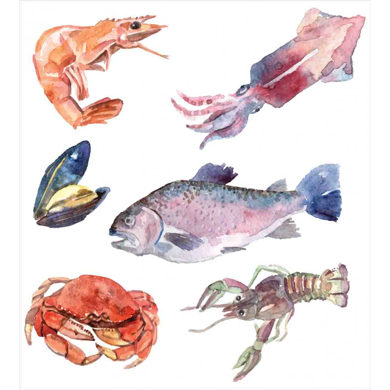 Sea Animals Watercolor Duvet Cover Set