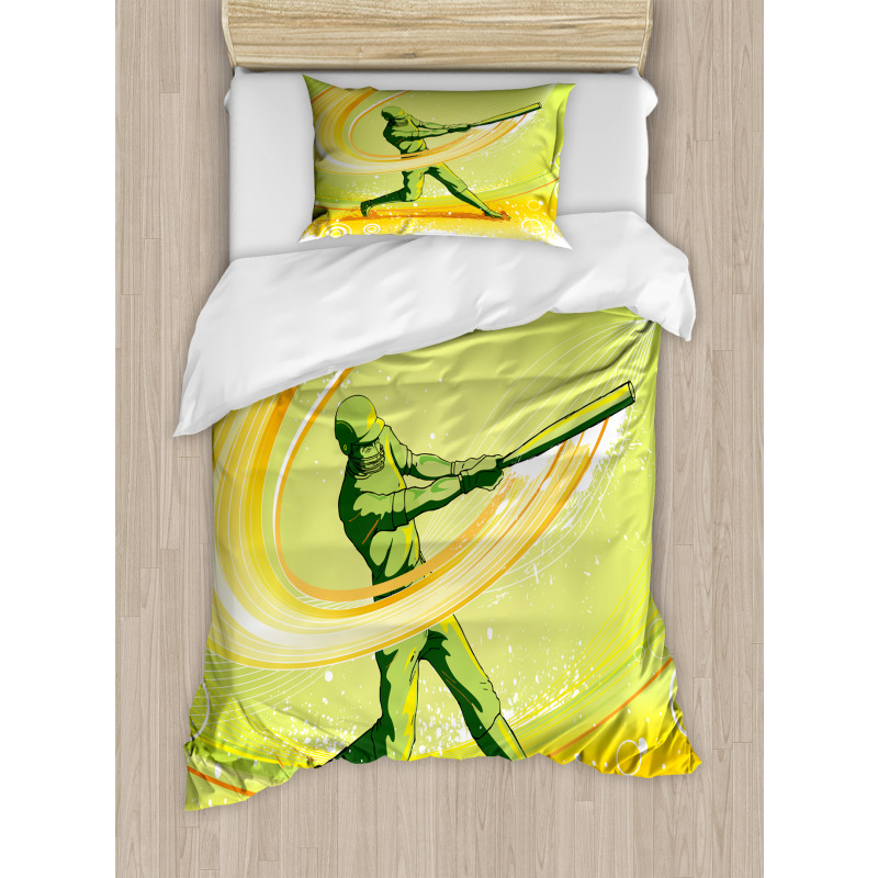 Baseball Player Hits Duvet Cover Set