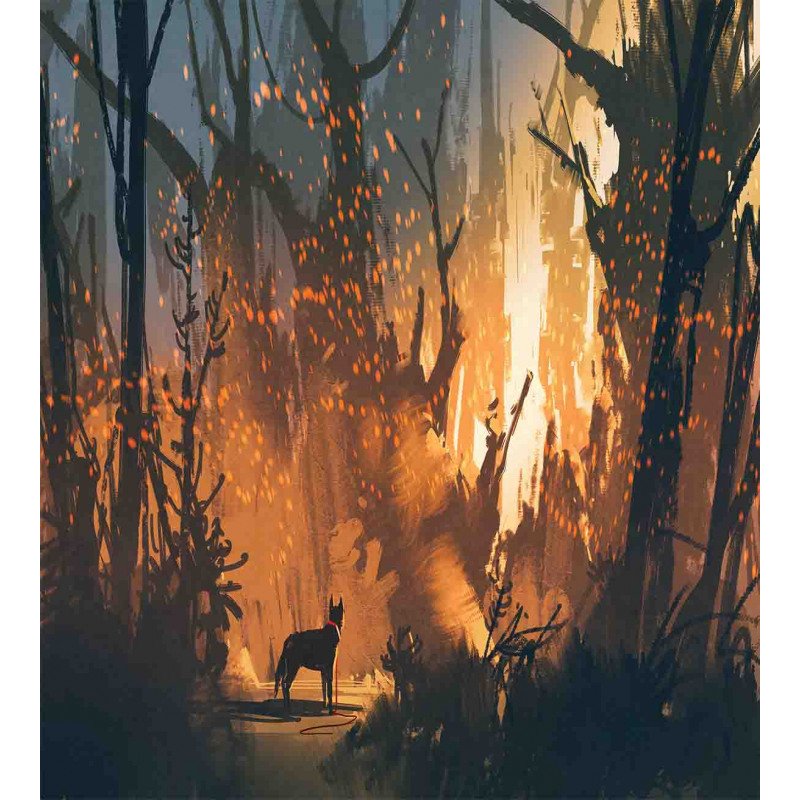 Lost Dog in Forest Art Duvet Cover Set
