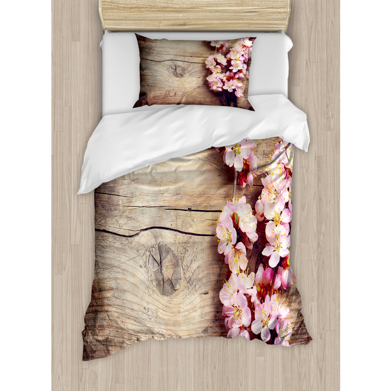 Spring Blossom on Wood Duvet Cover Set