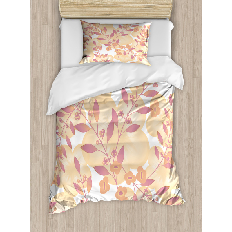 Floral Art Berry Pastel Duvet Cover Set