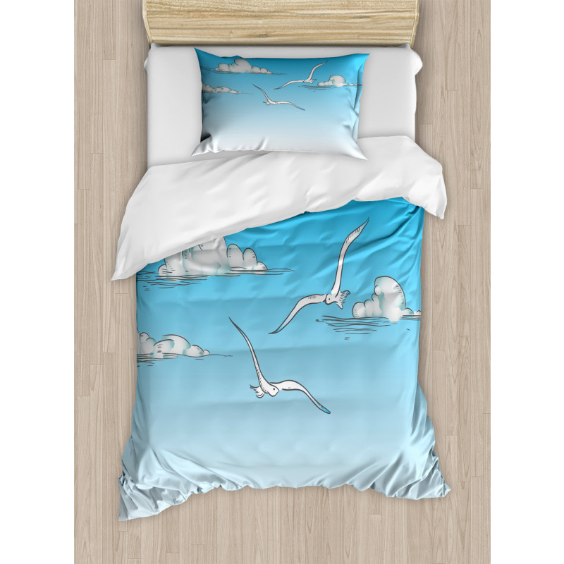 Seagulls Flying Ombre Sky Duvet Cover Set