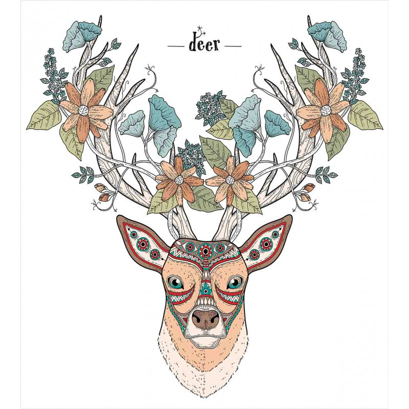 Deer Head Floral Ethnic Duvet Cover Set