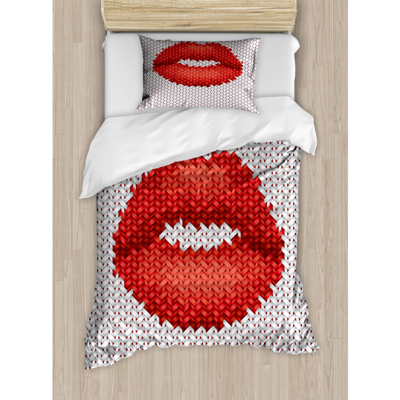 Retro Effect Lips Design Duvet Cover Set