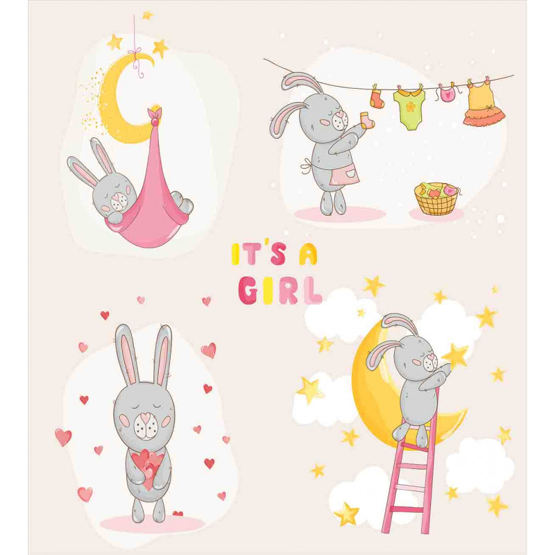 Bunny Baby Love Moon Duvet Cover Set