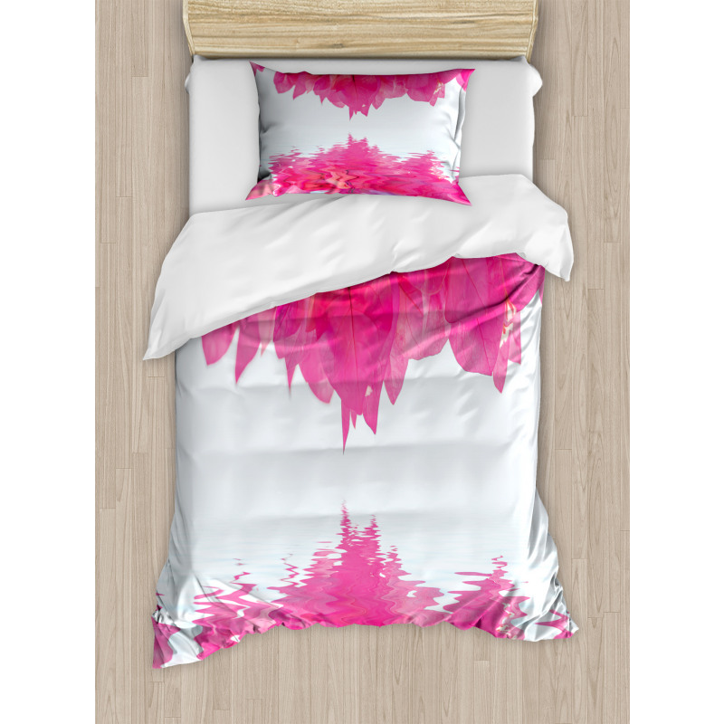 Pink Leaves on River Duvet Cover Set