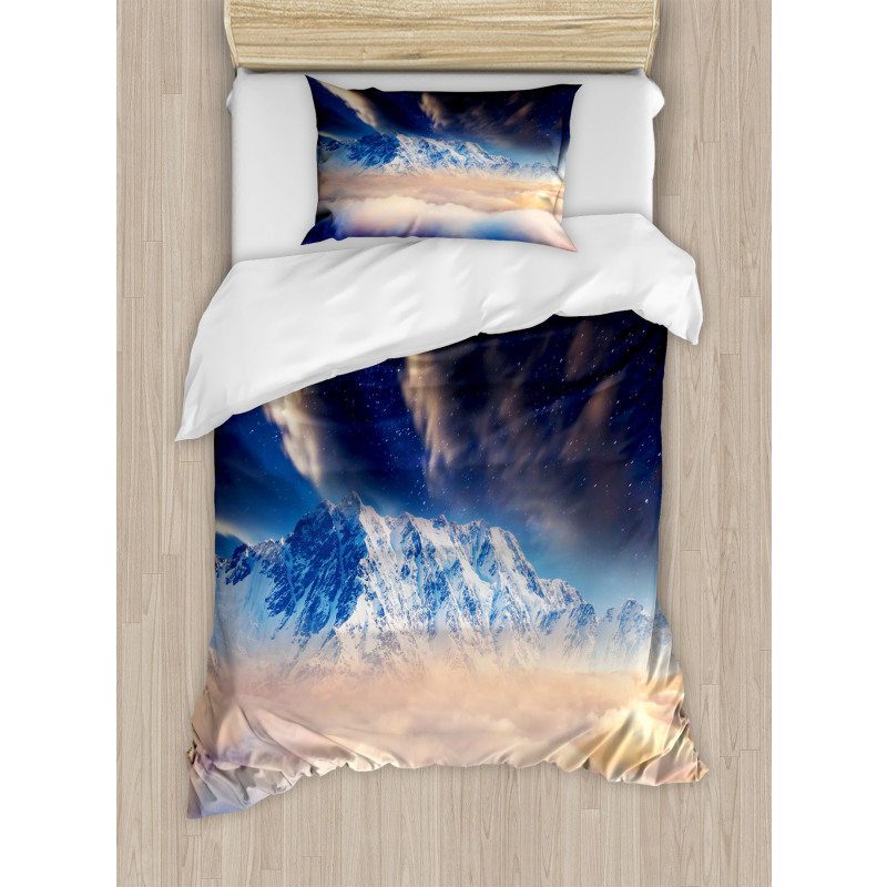 Snowy Winter Mountains Duvet Cover Set