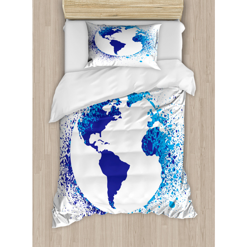 Globe Ink Effect Map Duvet Cover Set