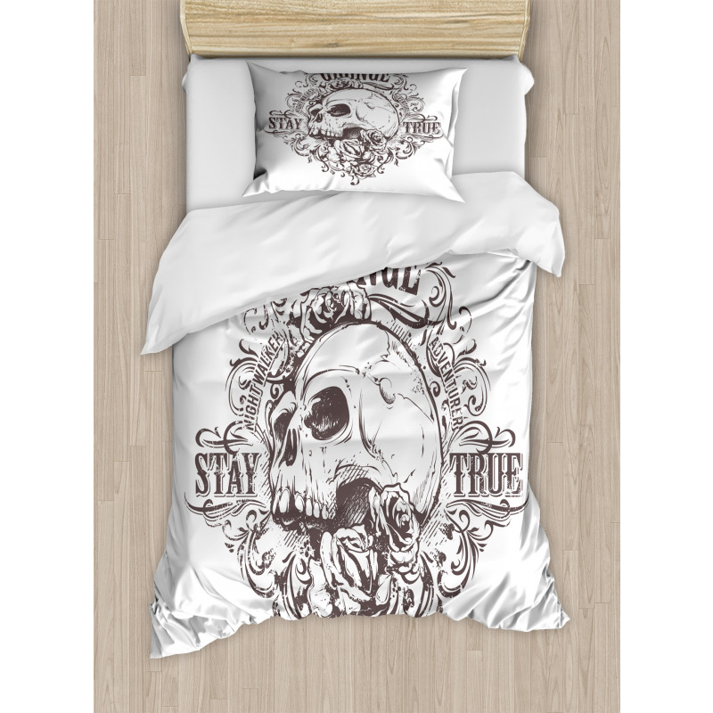 Skull Rose Grunge Duvet Cover Set