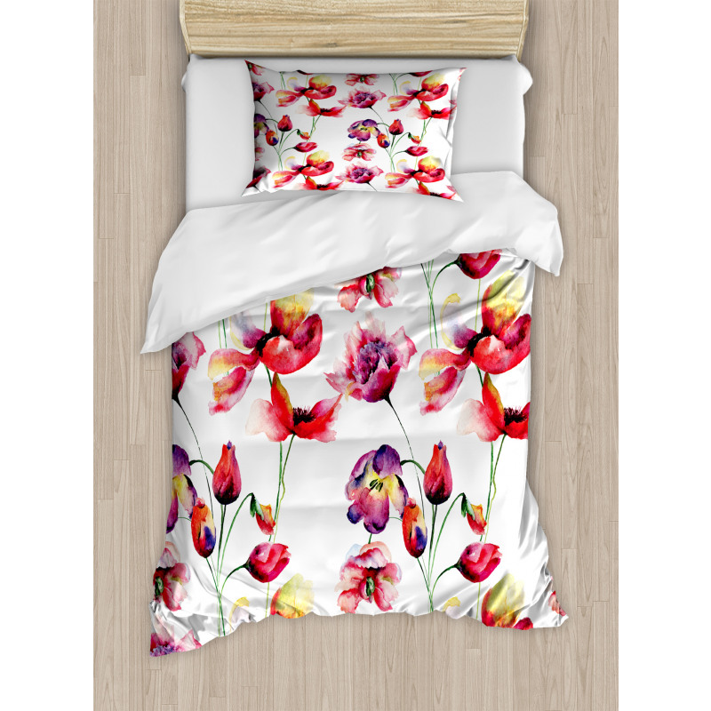 Blooming Tulip Poppy Duvet Cover Set