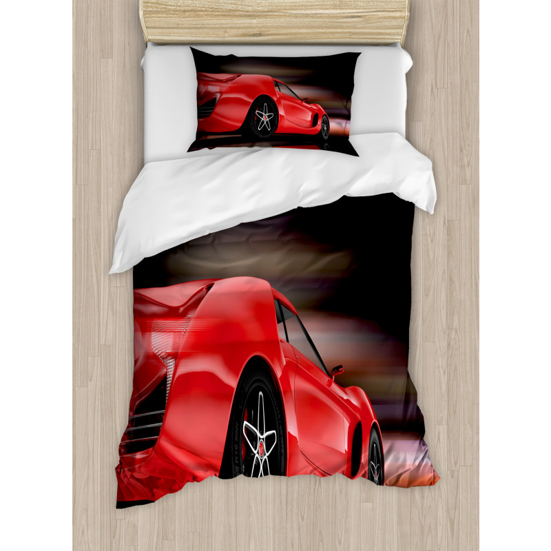 Futuristic Red Sports Duvet Cover Set