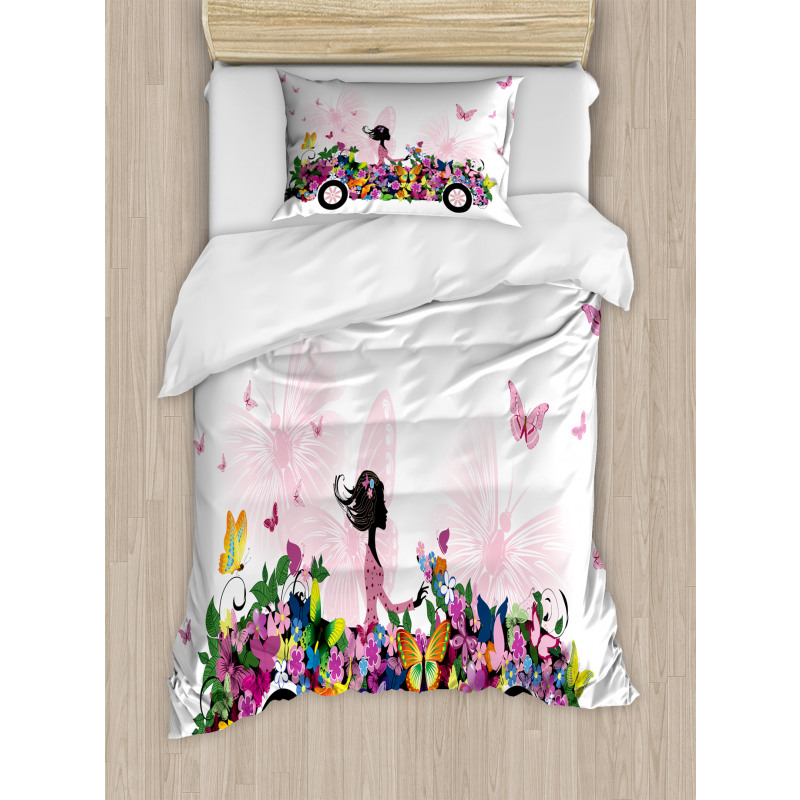 Floral Car Butterflies Duvet Cover Set