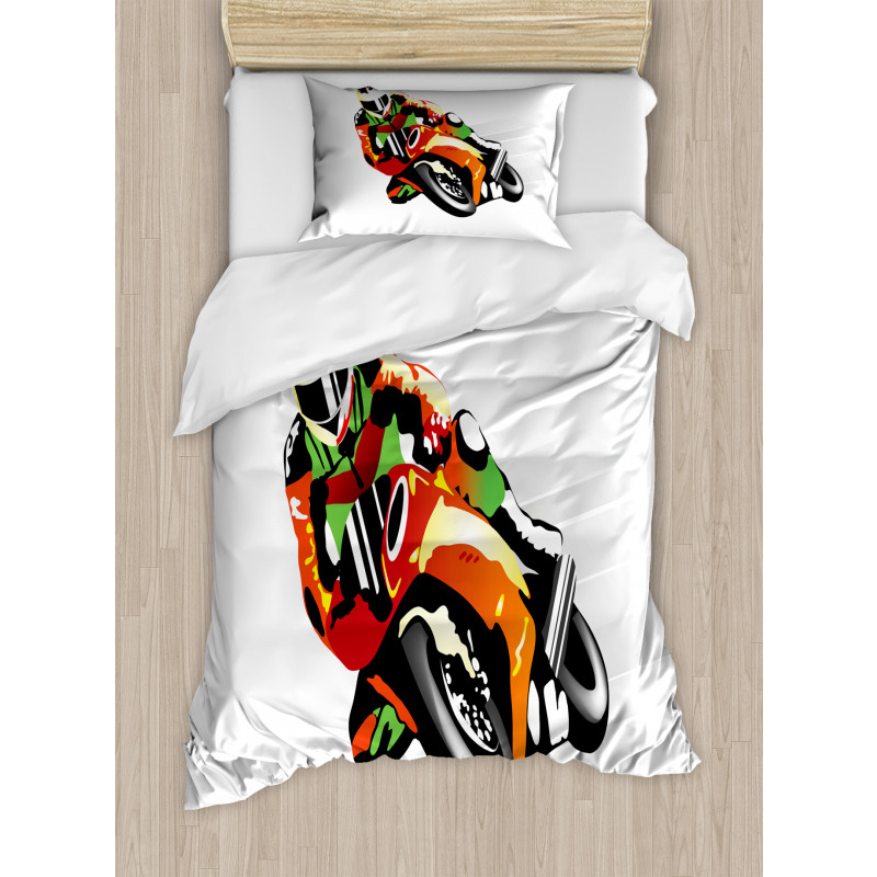 Motorcycle Racer Sport Duvet Cover Set