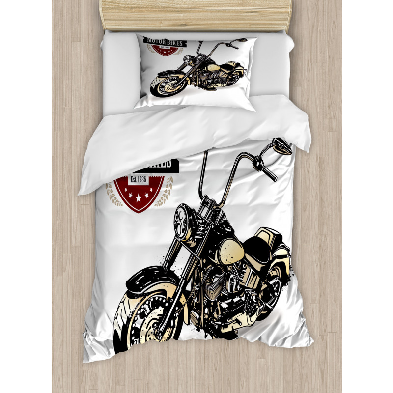 Old Classic Motorcycle Duvet Cover Set