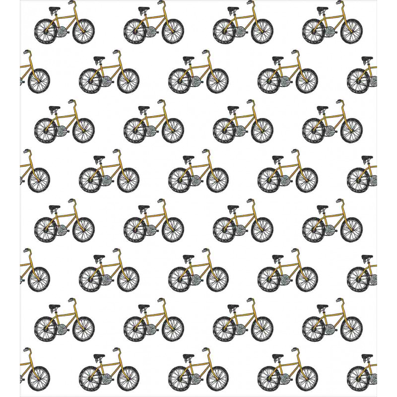 Yellow Bicycle Pattern Duvet Cover Set