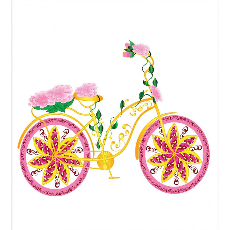 Pink Bike Floral Ornament Duvet Cover Set