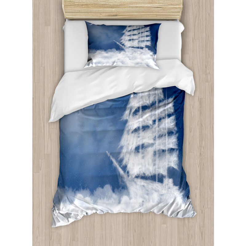 Clouds Ship in Sky Duvet Cover Set