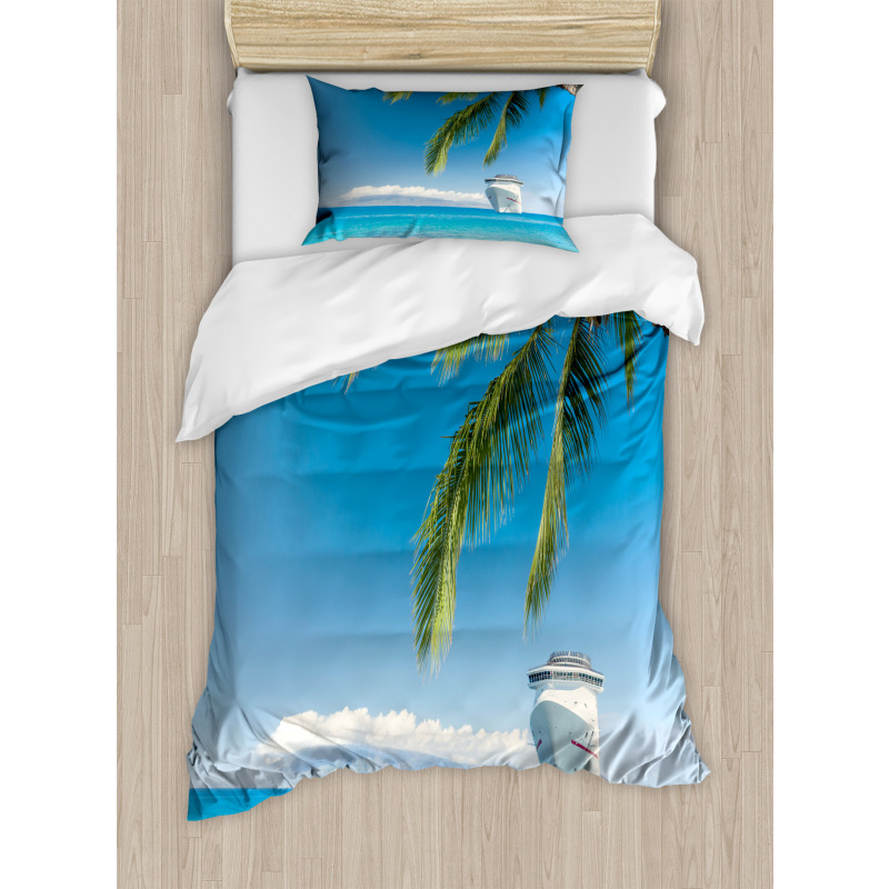 Cruise Ship Palm Tree Duvet Cover Set