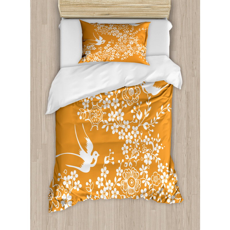 Japanese Tree Birds Art Duvet Cover Set