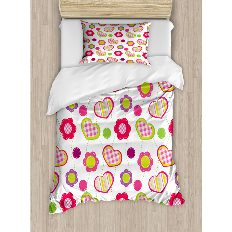 Flowers Heart Shapes Duvet Cover Set