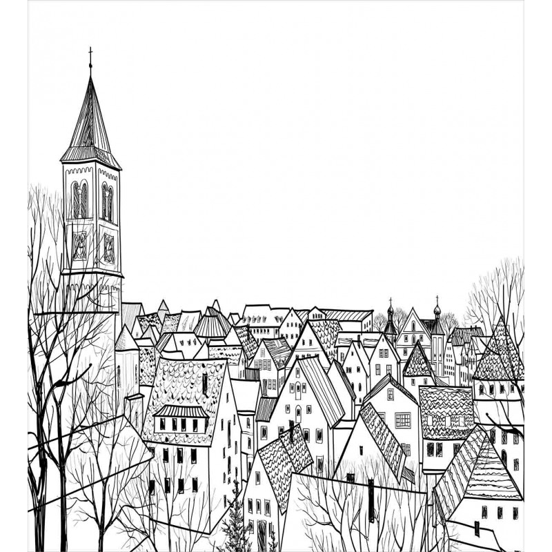 Sketch Style Cityscape Duvet Cover Set