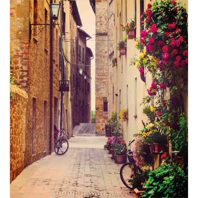 Street in Italy Flowers Duvet Cover Set