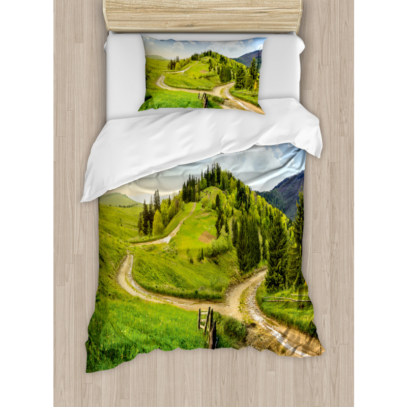 Hillside Meadow Trees Duvet Cover Set