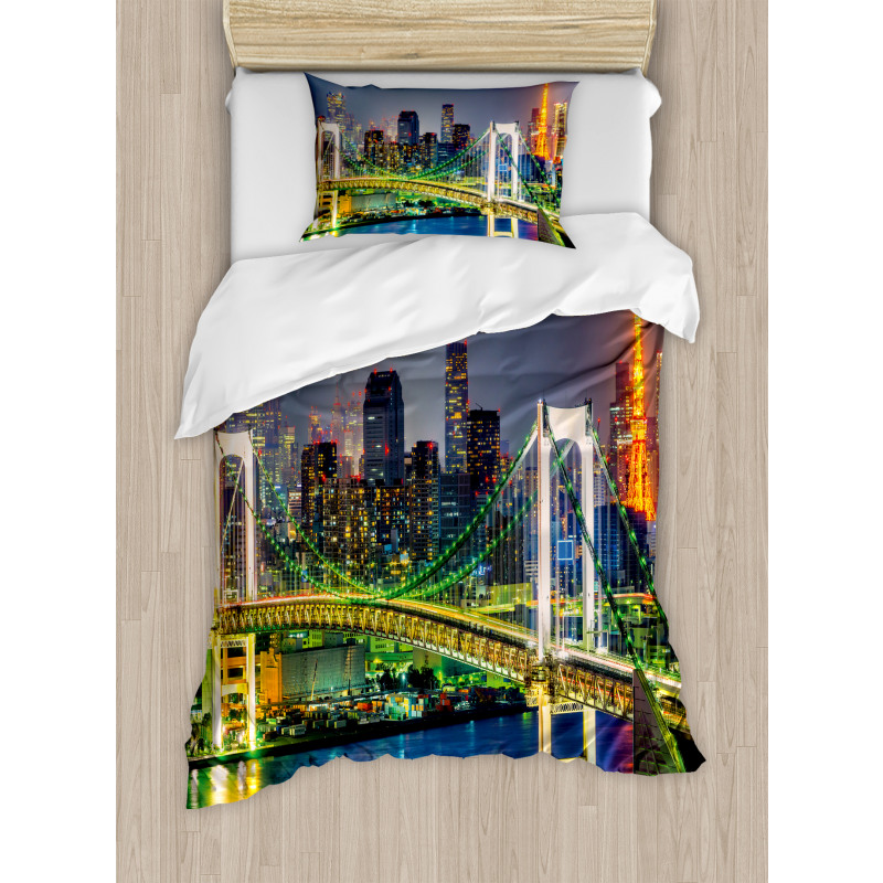 Tokyo Skyline Japanese Duvet Cover Set