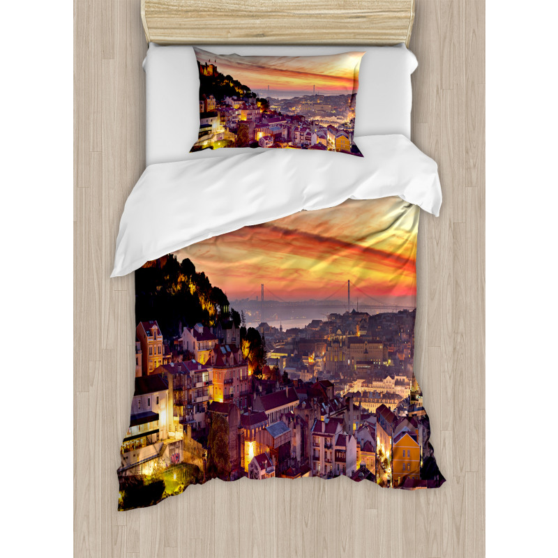 Cityscape of Lisbon Duvet Cover Set