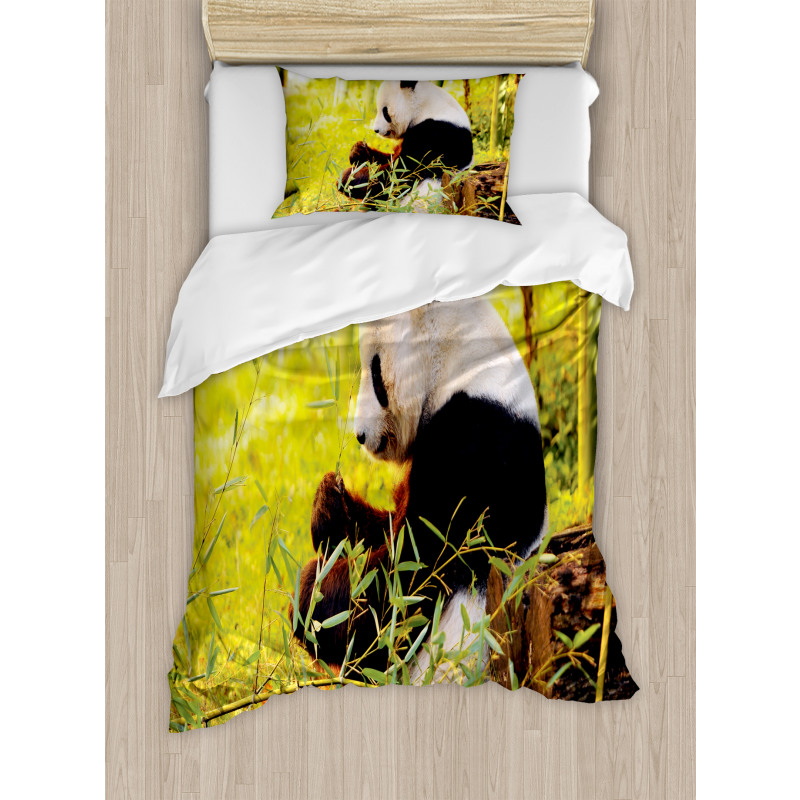 Panda Sitting in Forest Duvet Cover Set