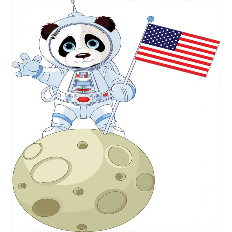 Astronaut on Moon Cartoon Duvet Cover Set