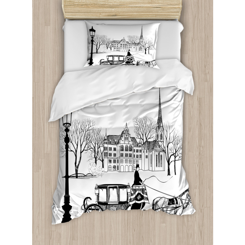 Street in Zurich Retro Duvet Cover Set