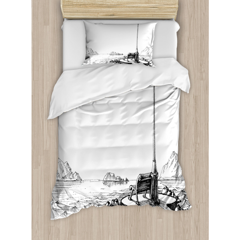 Bench Lantern Ocean Duvet Cover Set