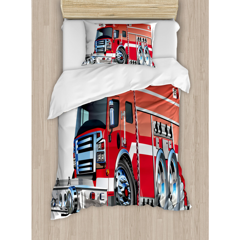 Fire Truck Rescue Team Duvet Cover Set