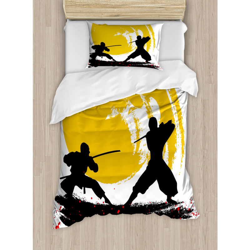 Watercolor Style Ninja Duvet Cover Set