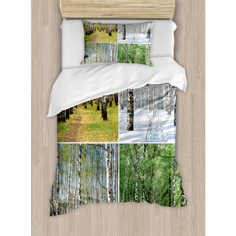 Fall Winter Birch Tree Duvet Cover Set