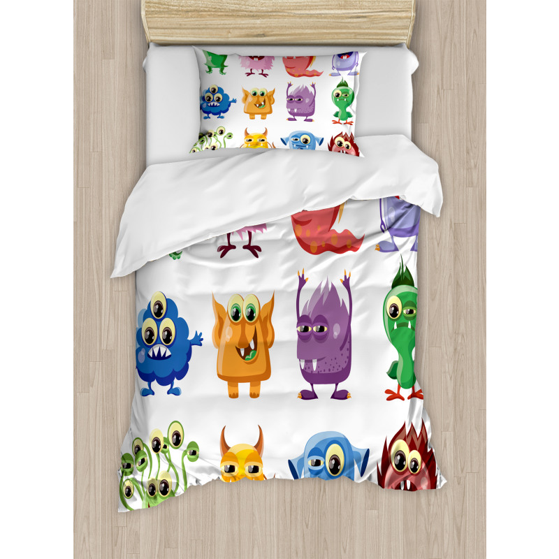 Cartoon Aliens Monsters Duvet Cover Set