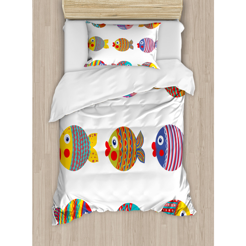 Folkloric Fish Family Duvet Cover Set